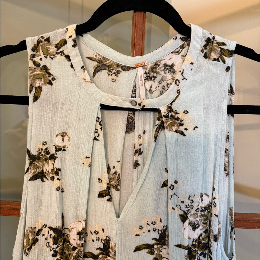Free People Tree Swing Sleeveless Floral Mint Boho Flowy Tunic Tank Top Small - Picture 5 of 7
